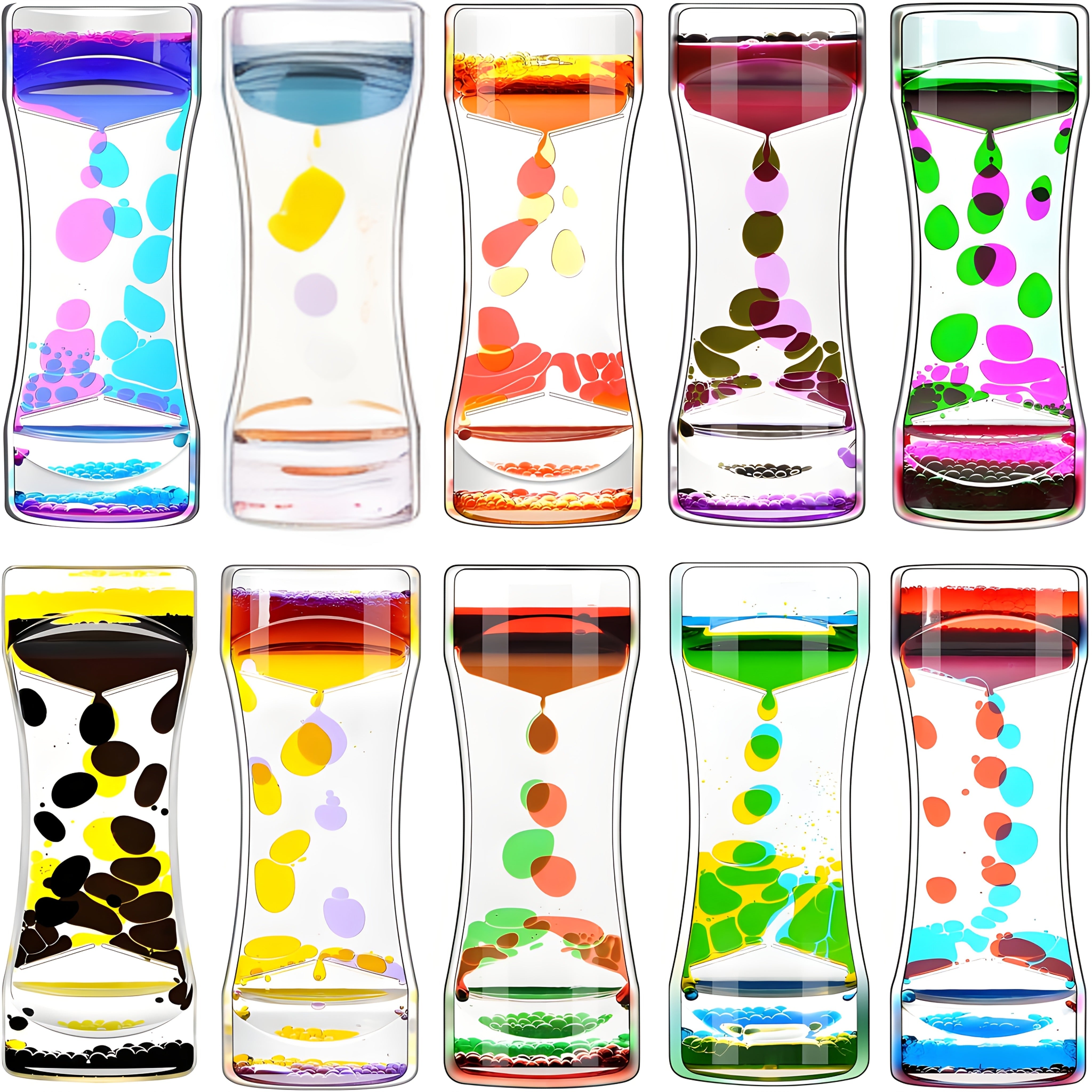 Colorful Acrylic Liquid Sand Timer with Vibrant Bubbles