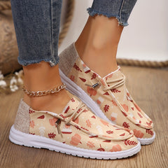Women's Print Outdoor Casual Flat Shoes Lightweight Slip on Skate Shoes
