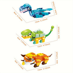 6pcs Dino Blocks 407pcs Triceratops Toy Bricks Set Cartoon Animal Model Assembly