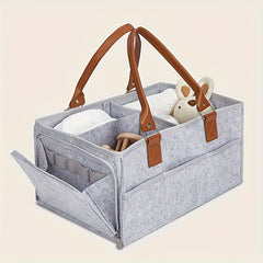 Light Grey Foldable Mommy Diaper Bag With Zipper Large Capacity Storage Bag