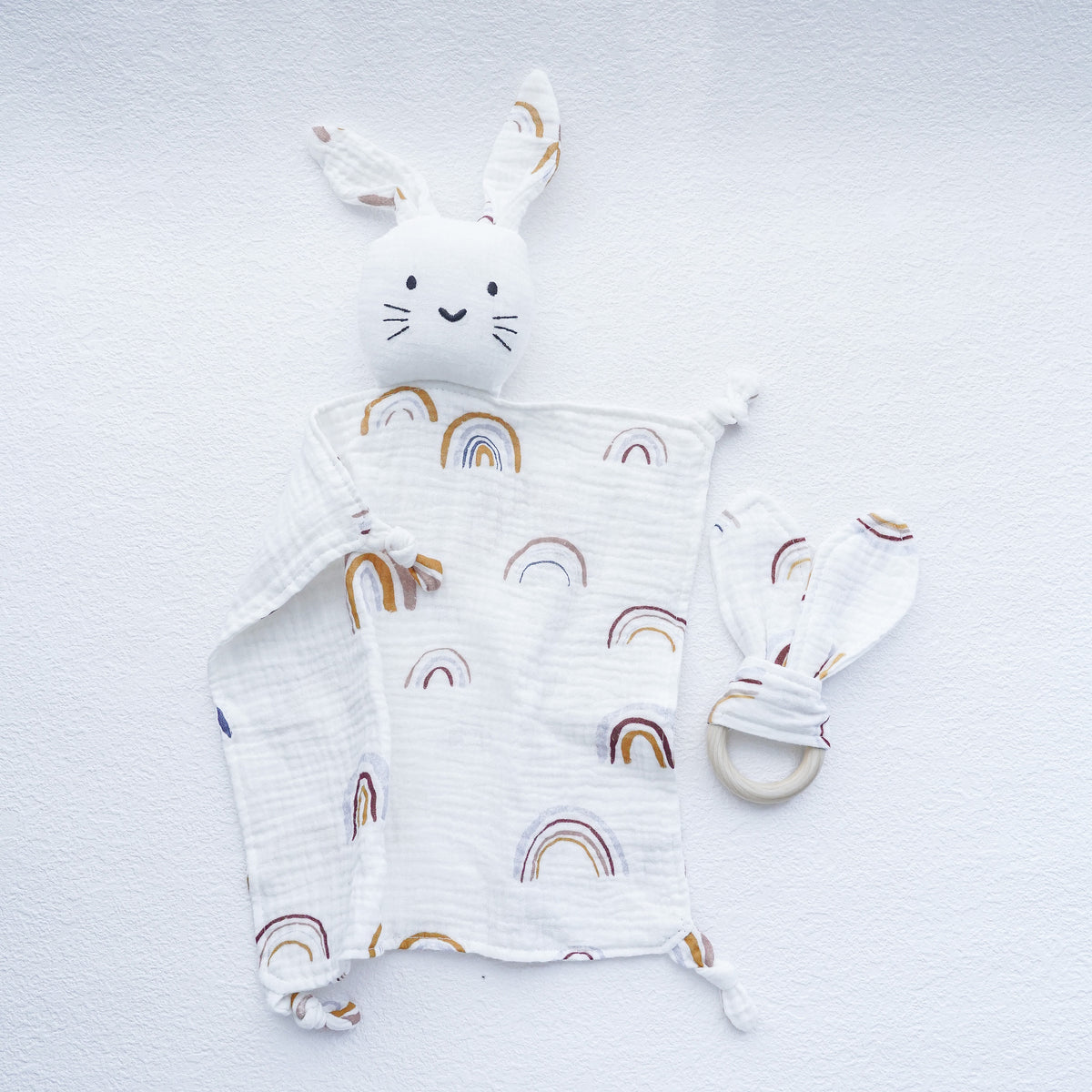Newborn Baby Cotton Bib & Doll Gift Set - Rabbit Ear Companion Doll