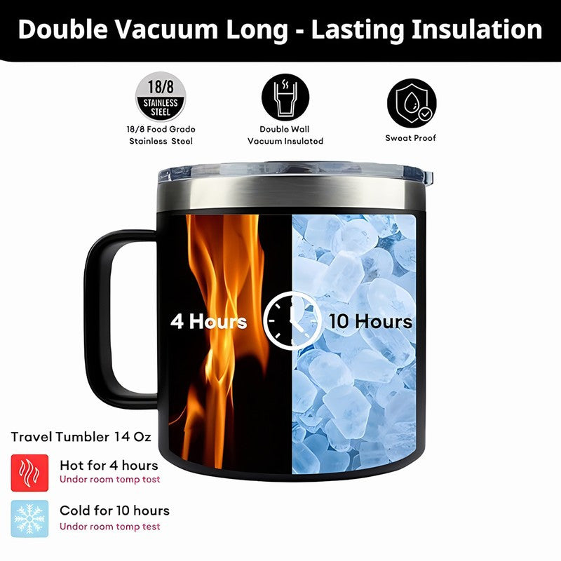 Tech Cat 14oz Stainless Steel Travel Mug Double Wall Vacuum Cup with Lid