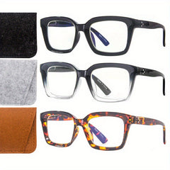 Retro Anti Light Reading Glasses With Felt Pouch
