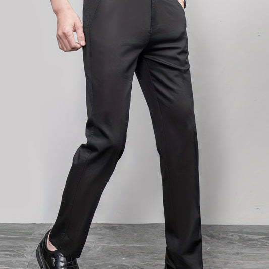 Men's Straight Leg Trousers Relax Fit Pants for Business Formal Summer