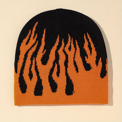 Y2K Flame Jacquard Hip Hop Knit Beanie Hat