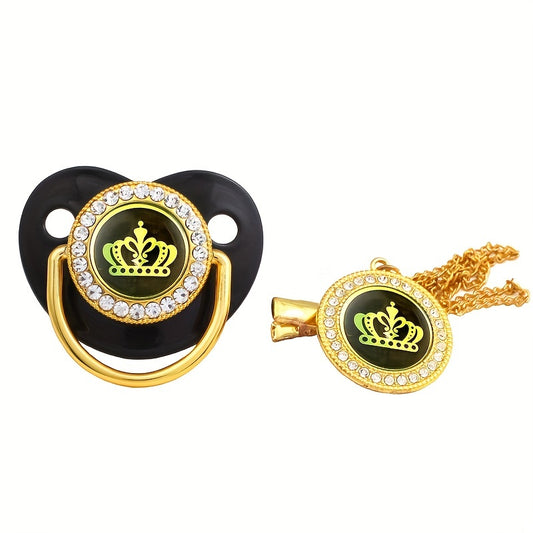 Golden Rhinestone Baby Pacifier for Little Princes