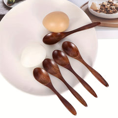5pcs Wooden Coffee Honey Milk Yogurt Spoons for Parties Kitchens Restaurants