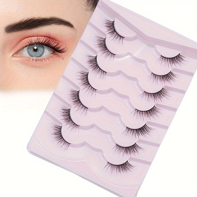 7 Pairs Half Eye False Eyelashes Natural Fluffy Wispy Lashes 14mm