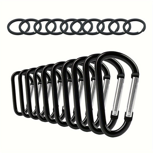 10pcs Aluminum Carabiner Keychain D-Ring Spring Snap Hook for Outdoor Camping