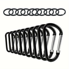 10pcs Aluminum Carabiner Keychain D-Ring Spring Snap Hook for Outdoor Camping