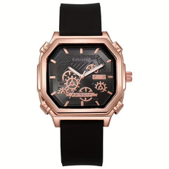 Waterproof Chronograph Wristwatch Analog Leather Strap Watch For Boys