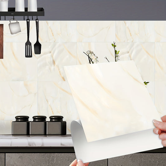 Yellow Marble Adhesive Floor Tiles Peel And Stick PVC Waterproof