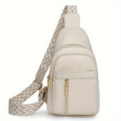 Stylish PU Shoulder Bag with Multiple Compartments - City Theme