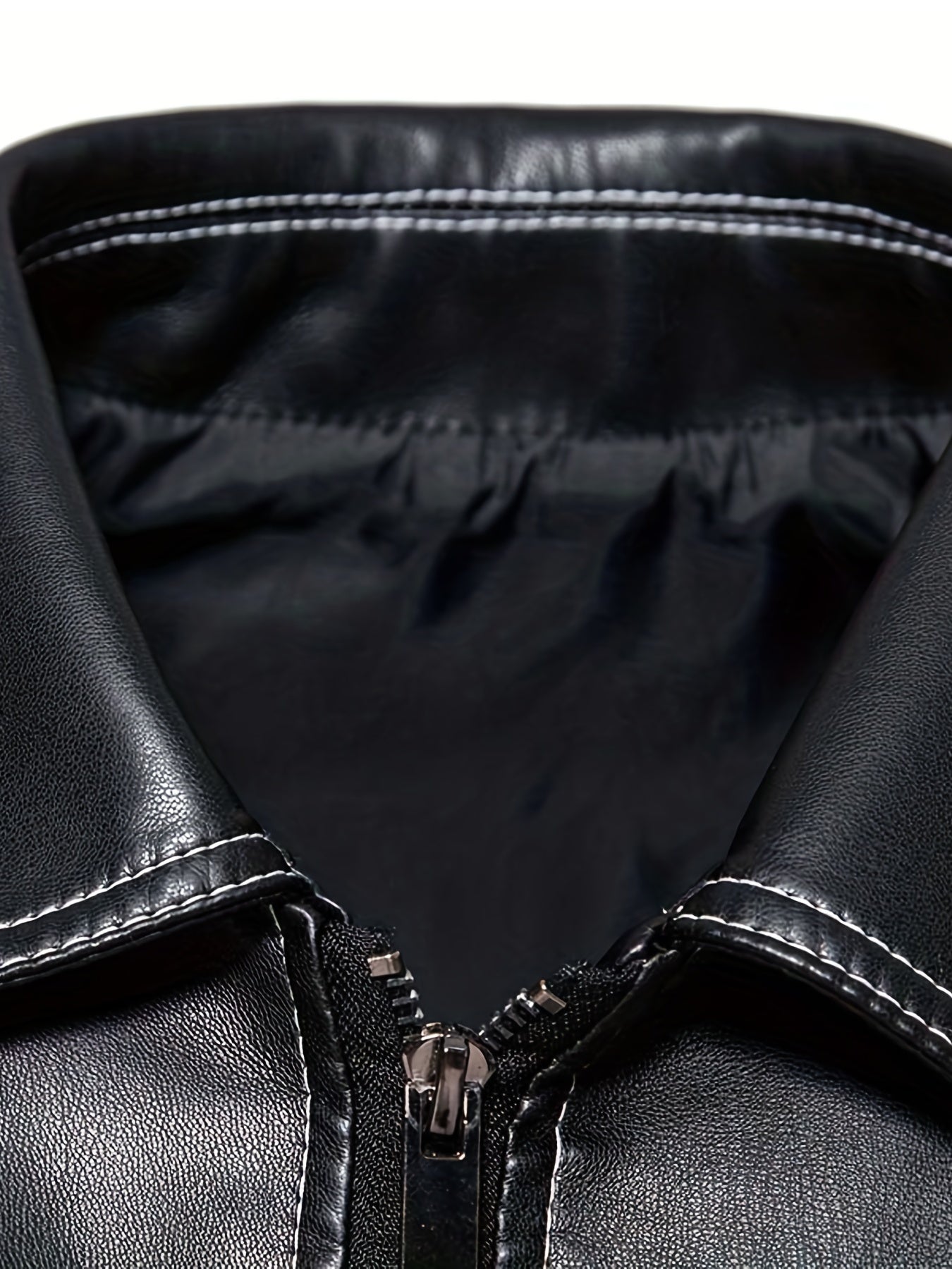 Vintage Style PU Biker Jacket Men's Zip Up Faux Leather Jacket