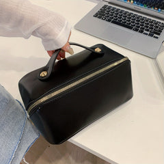 Waterproof PU Leather Travel Cosmetic Bag Large Capacity Makeup Toiletry Bag