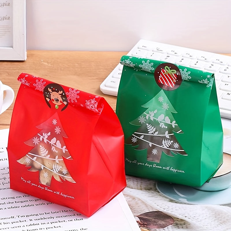 10 Pcs Mixed Christmas Packaging Bags With Stickers Candy Packaging Bag