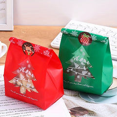 10 Pcs Mixed Christmas Packaging Bags With Stickers Candy Packaging Bag