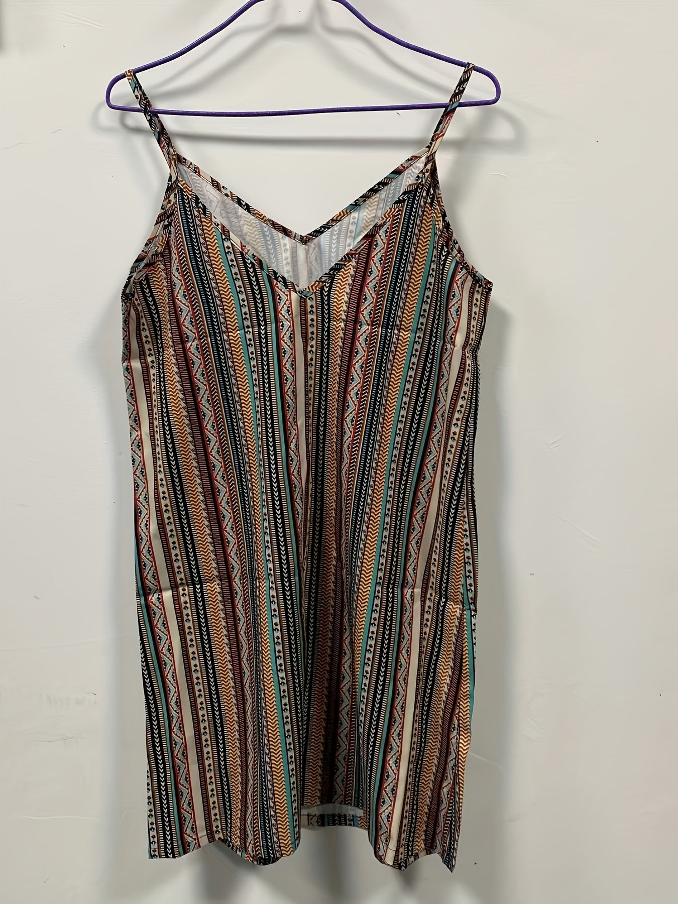 Tribal Stripe Print Spaghetti Strap Dress