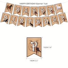 Horse Birthday Party Decoration Set with Balloons, Centerpieces & Tablecloth