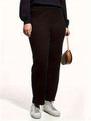  Solid High Rise Stretch Straight Leg Pants