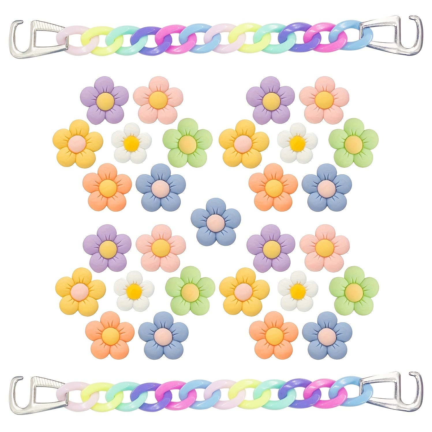 30pcs Flower Shoe Charms For Slipper Sandals DIY Shoes Pins