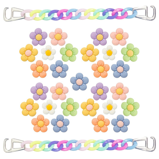 30pcs Flower Shoe Charms For Slipper Sandals DIY Shoes Pins
