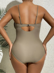 Ruched Bust One Piece Bathing Suit Sexy High Strech Swimsuit