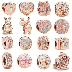PAN Rose Golden Artificial Diamond Beaded Cartoon Sheep Rabbit Camera Flower DIY