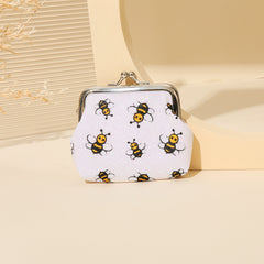 Bee Pattern Coin Purse, Kiss Lock Mini Wallet