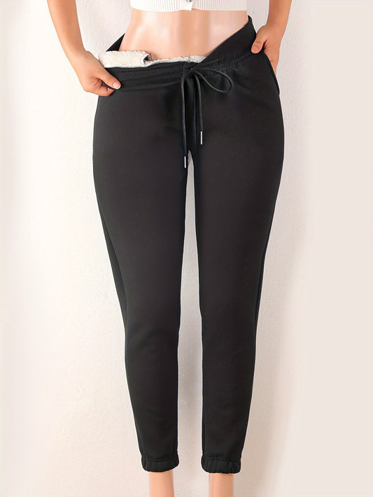Women's Winter Yoga Pants Fleece Lined Drawstring Elastic Waistband