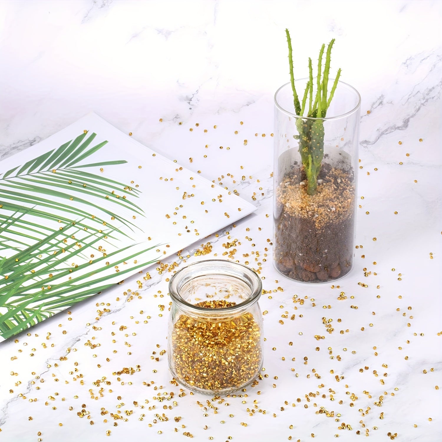 2000pcs Golden Rhinestones Table Centerpiece 4mm Wedding Decorations
