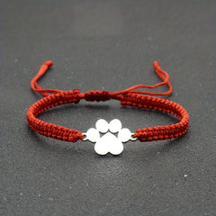 Adjustable Stainless Steel Dog Paw Bracelet for Men