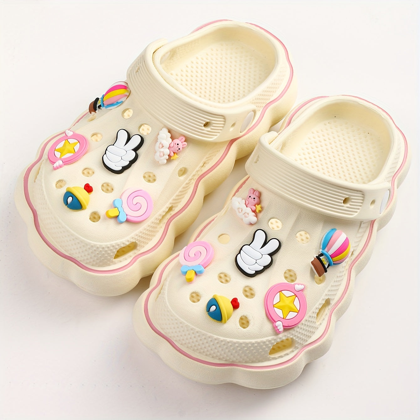 12pcs Cloud Bunny Hot Air Balloon Shoe Flower Decoration