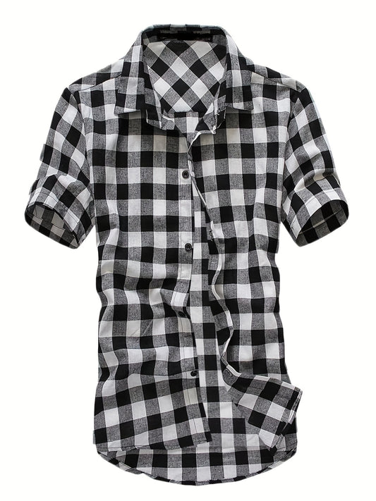 Men's Casual Plaid Short Sleeve Shirt