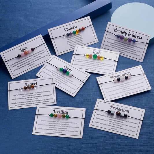 Healing Crystal Bracelet Natural Stone Beaded Bracelets Reduce Anxiety & Stress