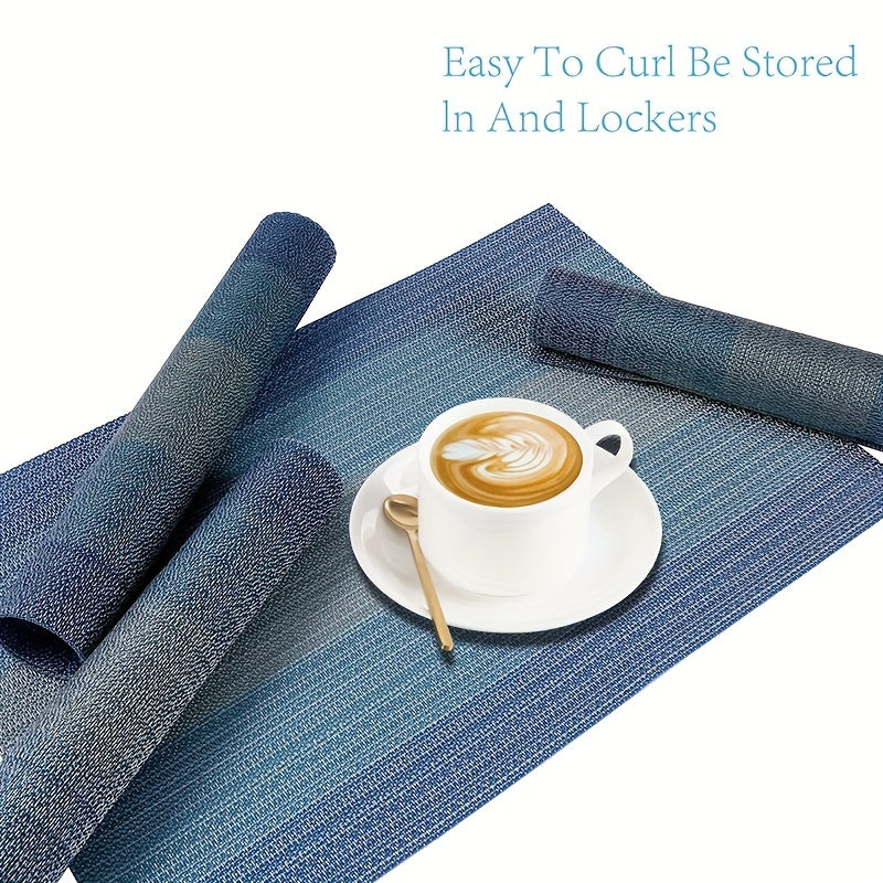 4pcs Dark Vinyl Striped Placemat for Dining Table Decor