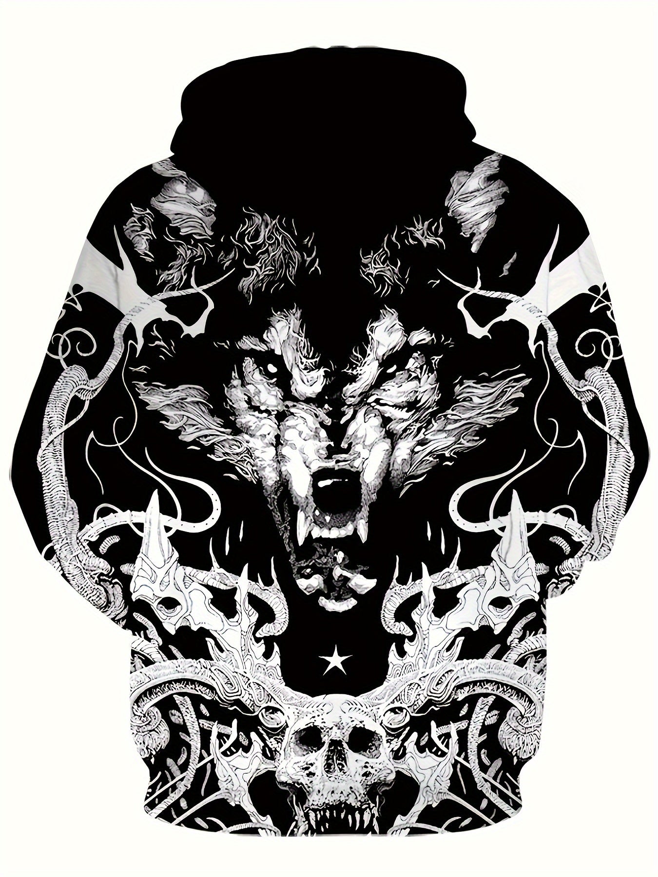 Creative Wolf Print Hoodie for Men