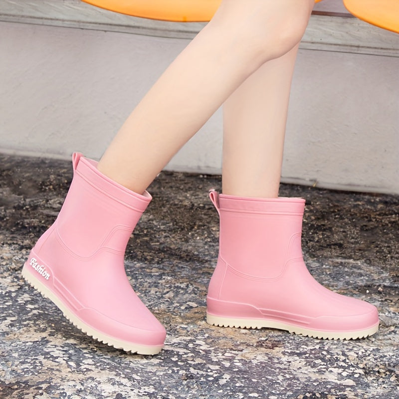 Women's Stylish Waterproof Medium Tube Rain Boots