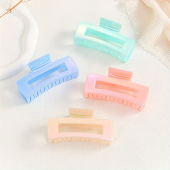 4pcs Candy Hair Claw Hollow Rectangle Shaped Hair Claw Style