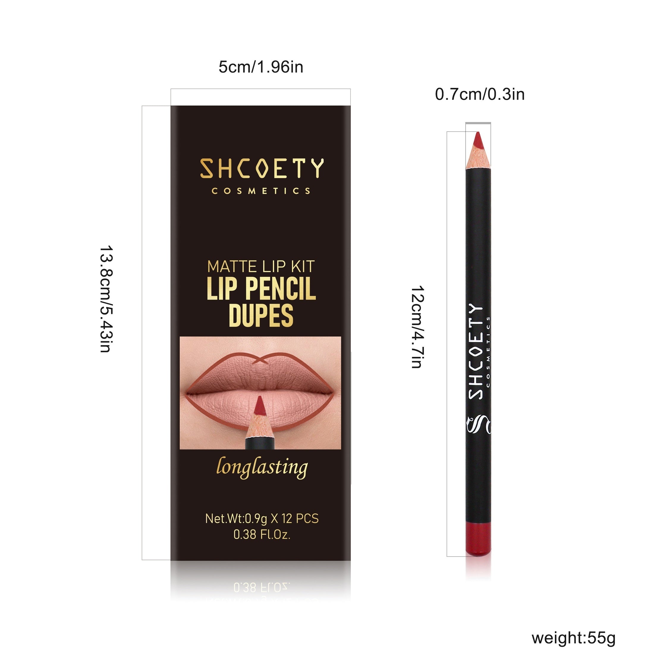 12 Matte Waterproof Lip Liner Set Natural Look