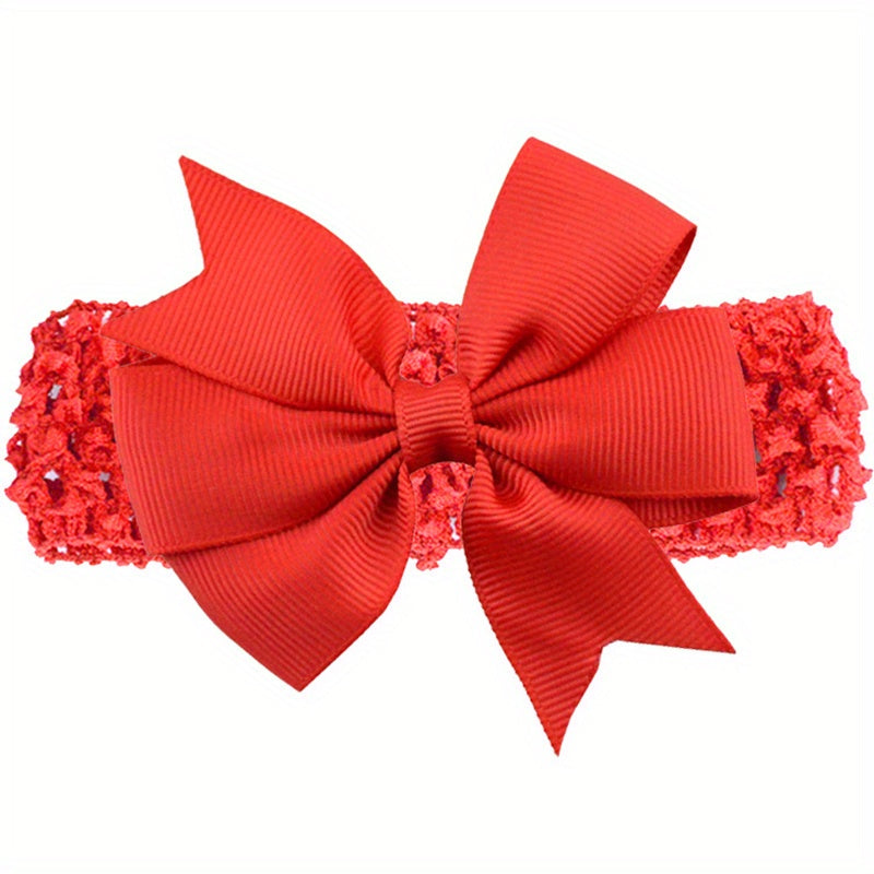 Ribbed Dovetail Webbing Headband Solid Bow Hairband