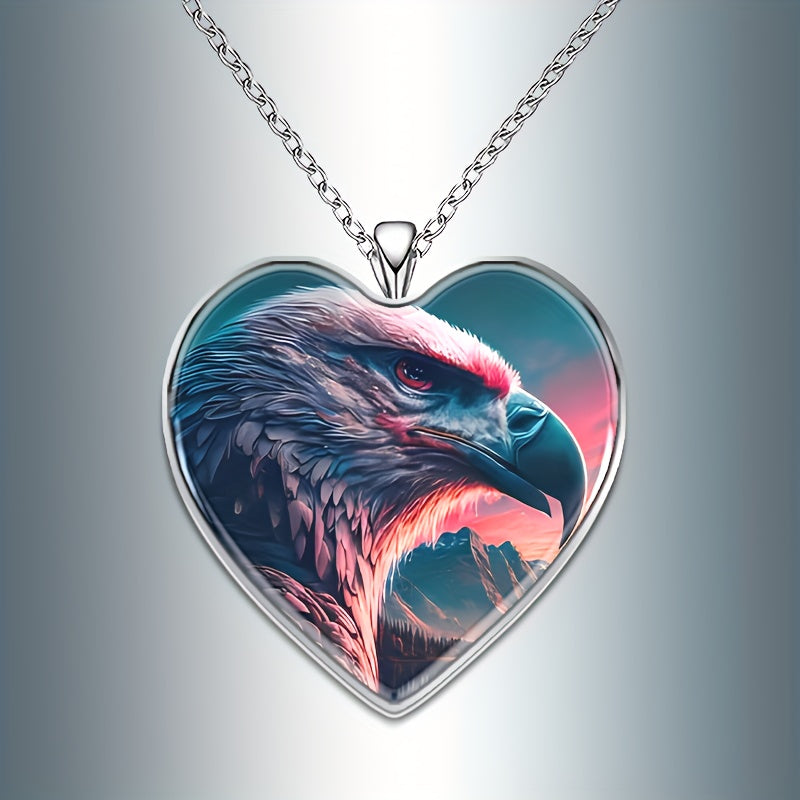 Heart Shaped Eagle Necklace Men Women Anniversary Christmas Gift