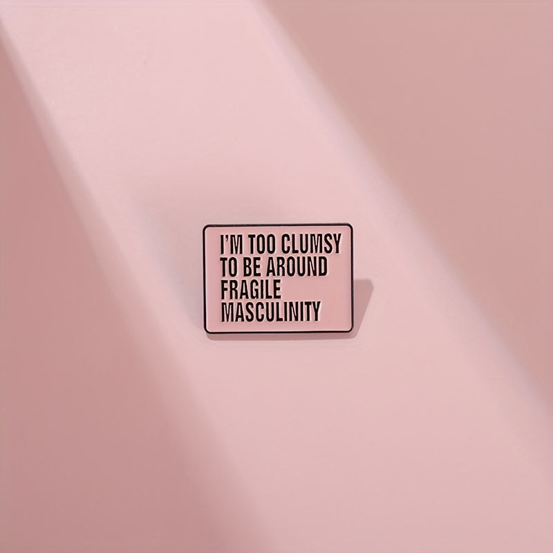 Enamel Pink Letter Pattern Brooch Metal Badge Lapel Pin