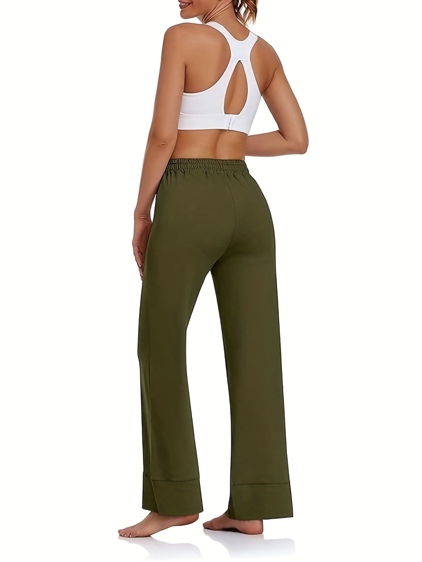  Retro Pants Women's Plus Elastic Drawstring High Rise Straight Leg