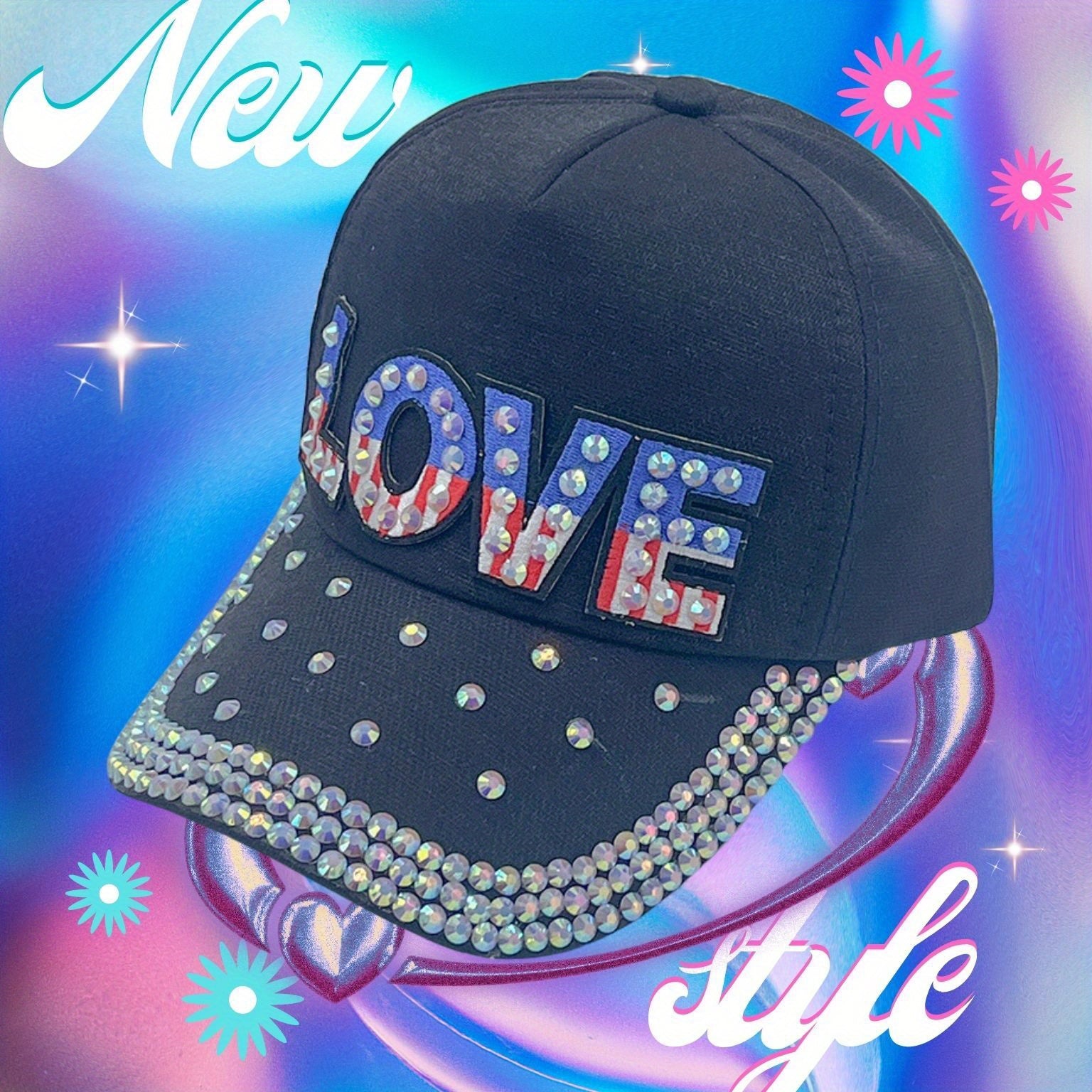 Y2K Butterfly Rhinestone Baseball Cap Ripped Cotton Dad Hats