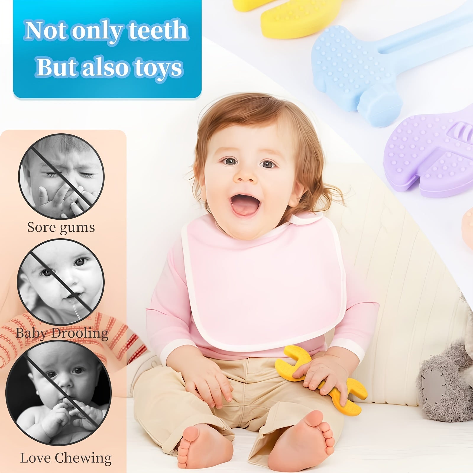 Baby Teething Toys Silicone Teether Set 3-24 Months BPA-Free