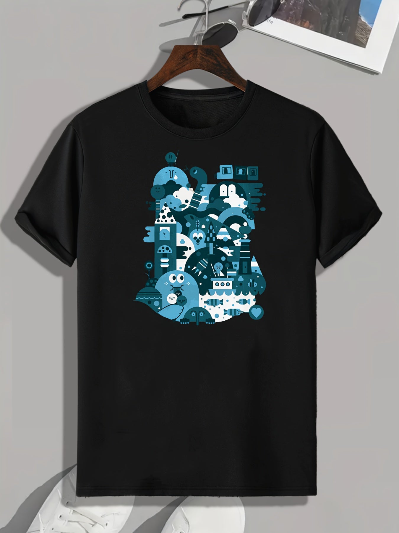 Cartoon Print Men's Graphic Tee Summer Casual Comfy Tshirt
