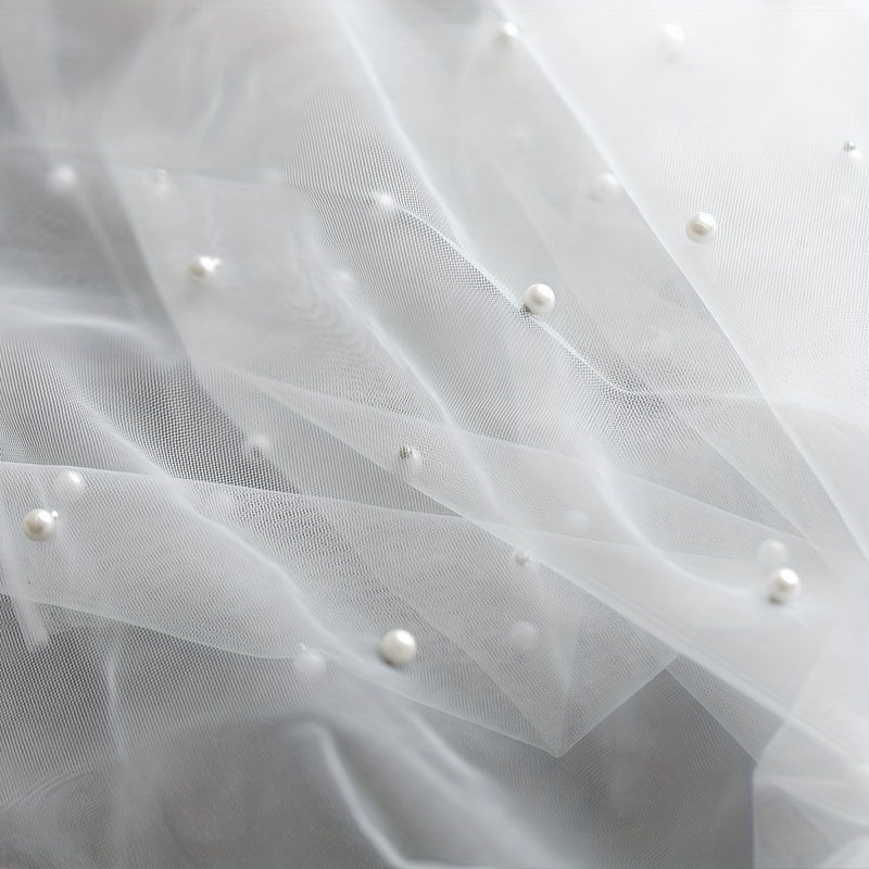 Wedding Dress Fabric Pearl Mesh Background Cloth 2m