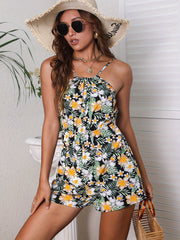 Tropical Print Cami Romper Jumpsuit Sleeveless Women's Clothing