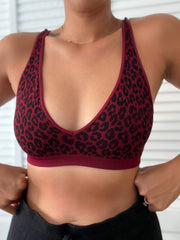 Leopard Pattern U Neck Sport Bra